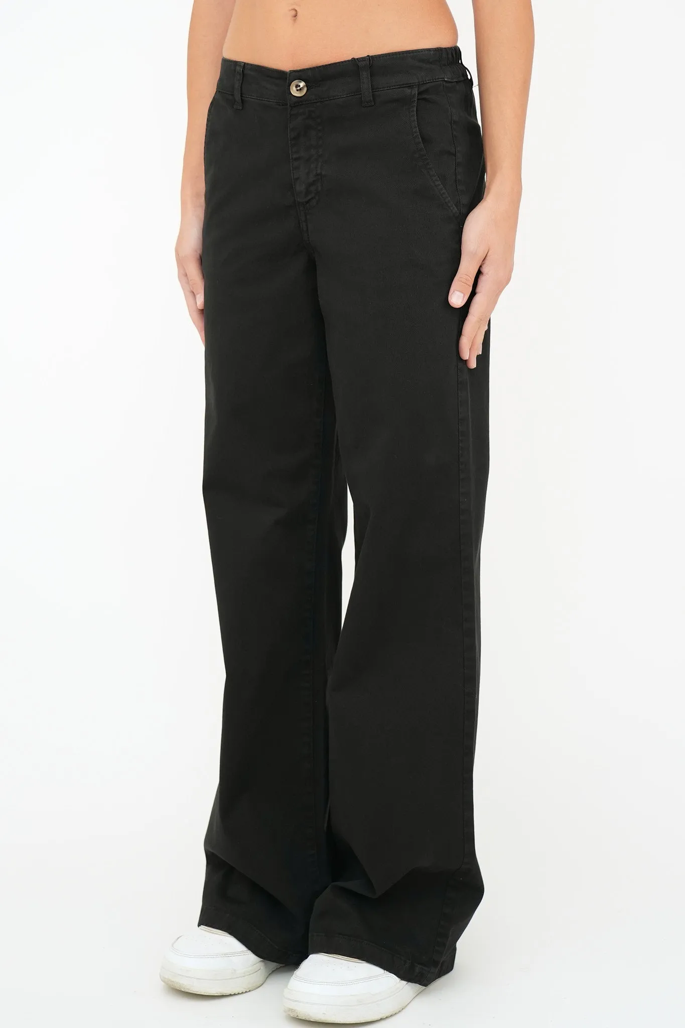 Bulier-Pantalone palazzo LIA cotone elite - Nero