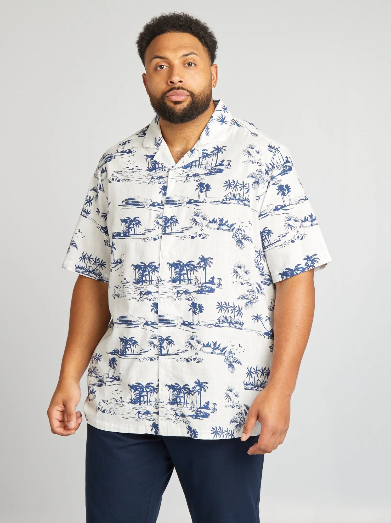Camicia a maniche corte con stampa - BIANCO