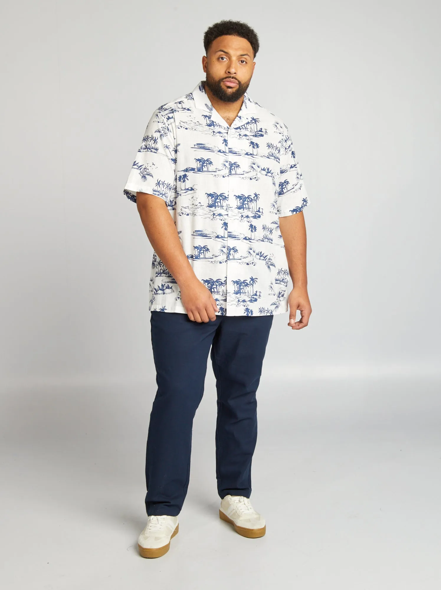 Camicia a maniche corte con stampa - BIANCO