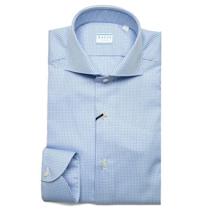 Camicia azzurra tailor fit con minitrama in rilievo 