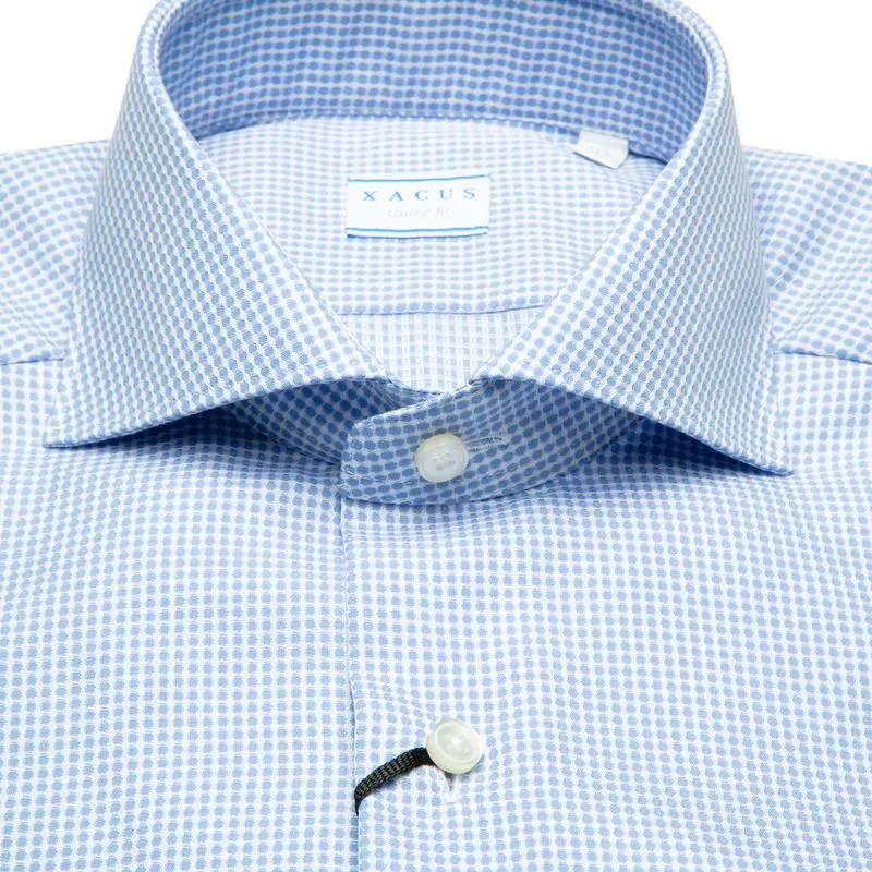 Camicia azzurra tailor fit con minitrama in rilievo 