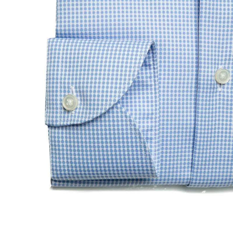 Camicia azzurra tailor fit con minitrama in rilievo 