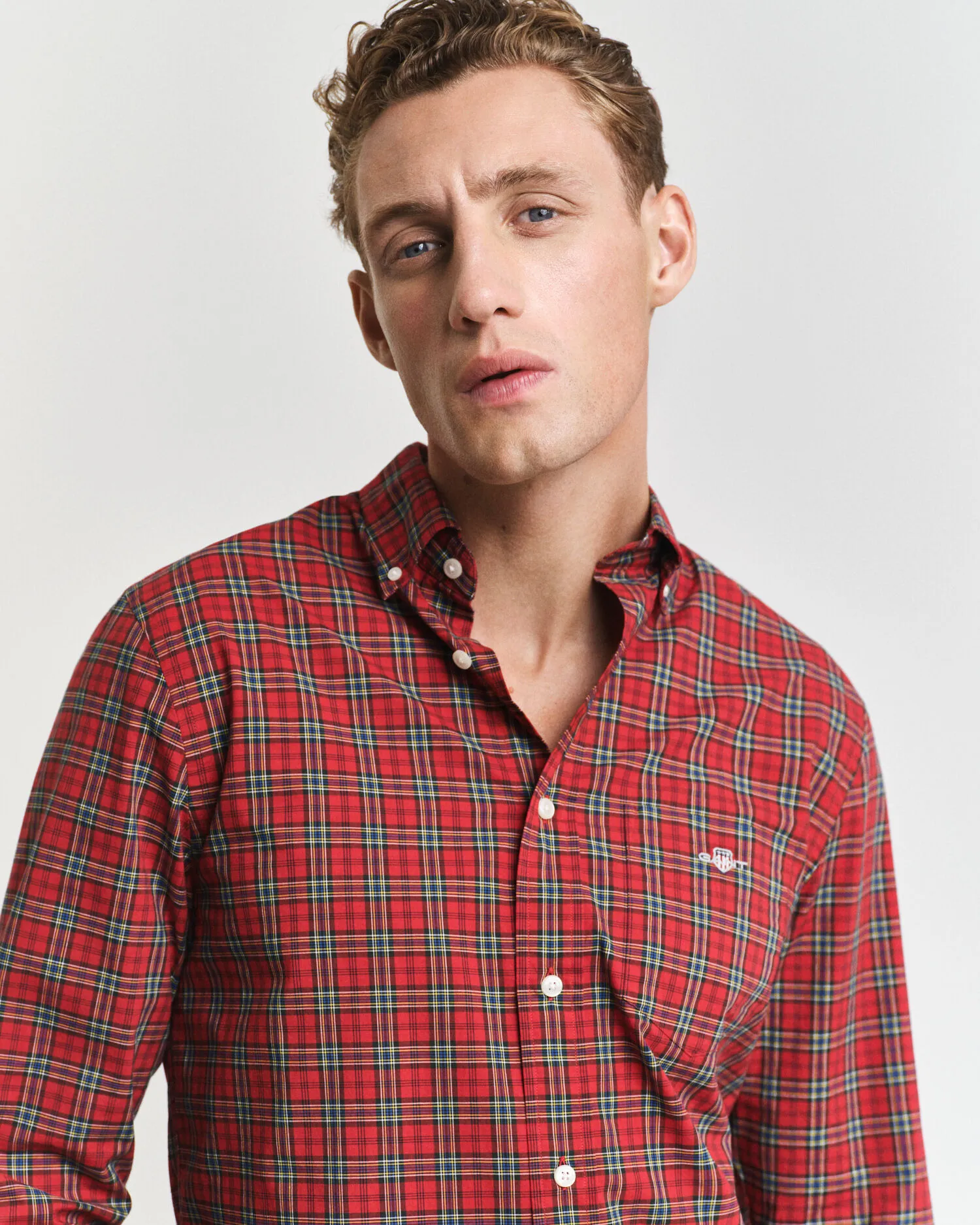 Camicia classica in popeline con motivo scozzese regular fit    