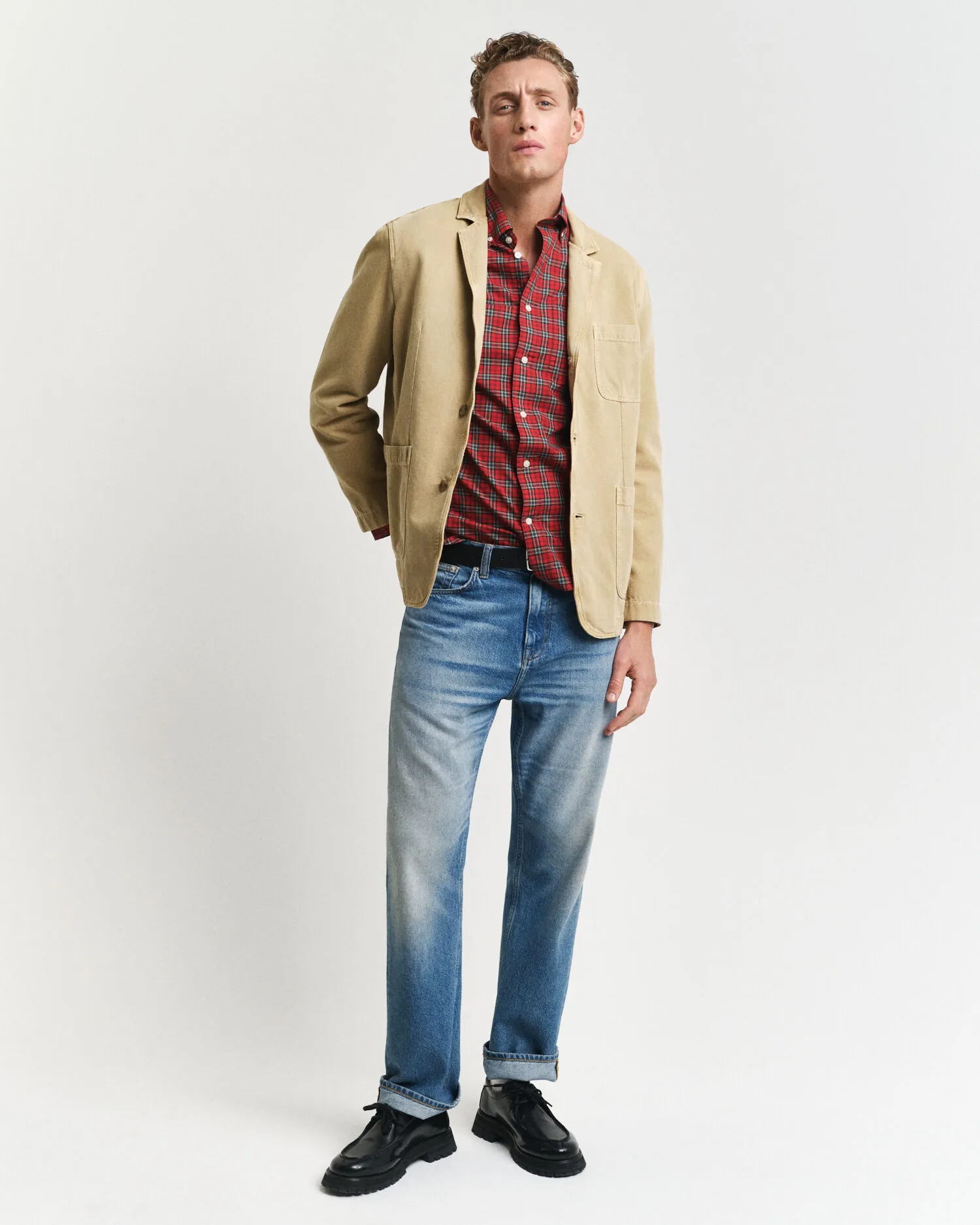 Camicia classica in popeline con motivo scozzese regular fit    