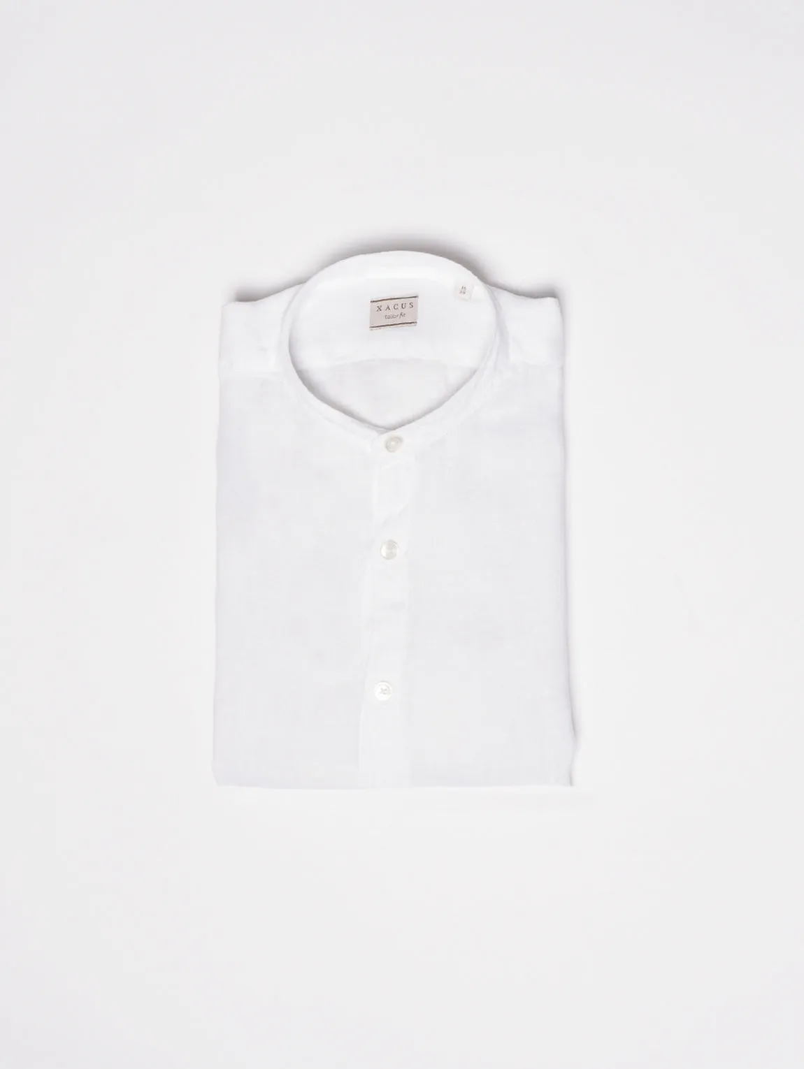 Camicia Coreano in Lino Bianco
