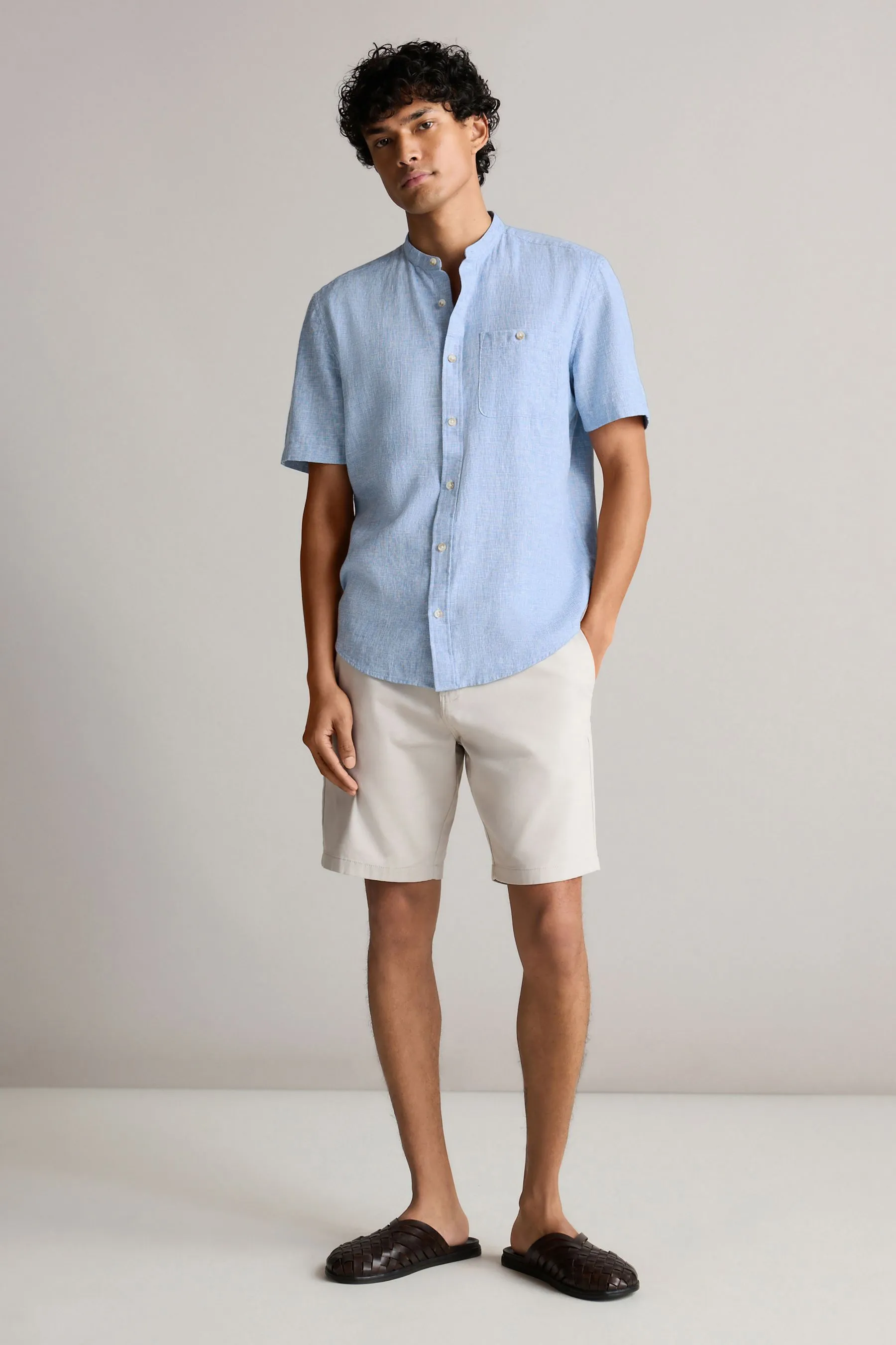 Camicia in misto lino a maniche corte