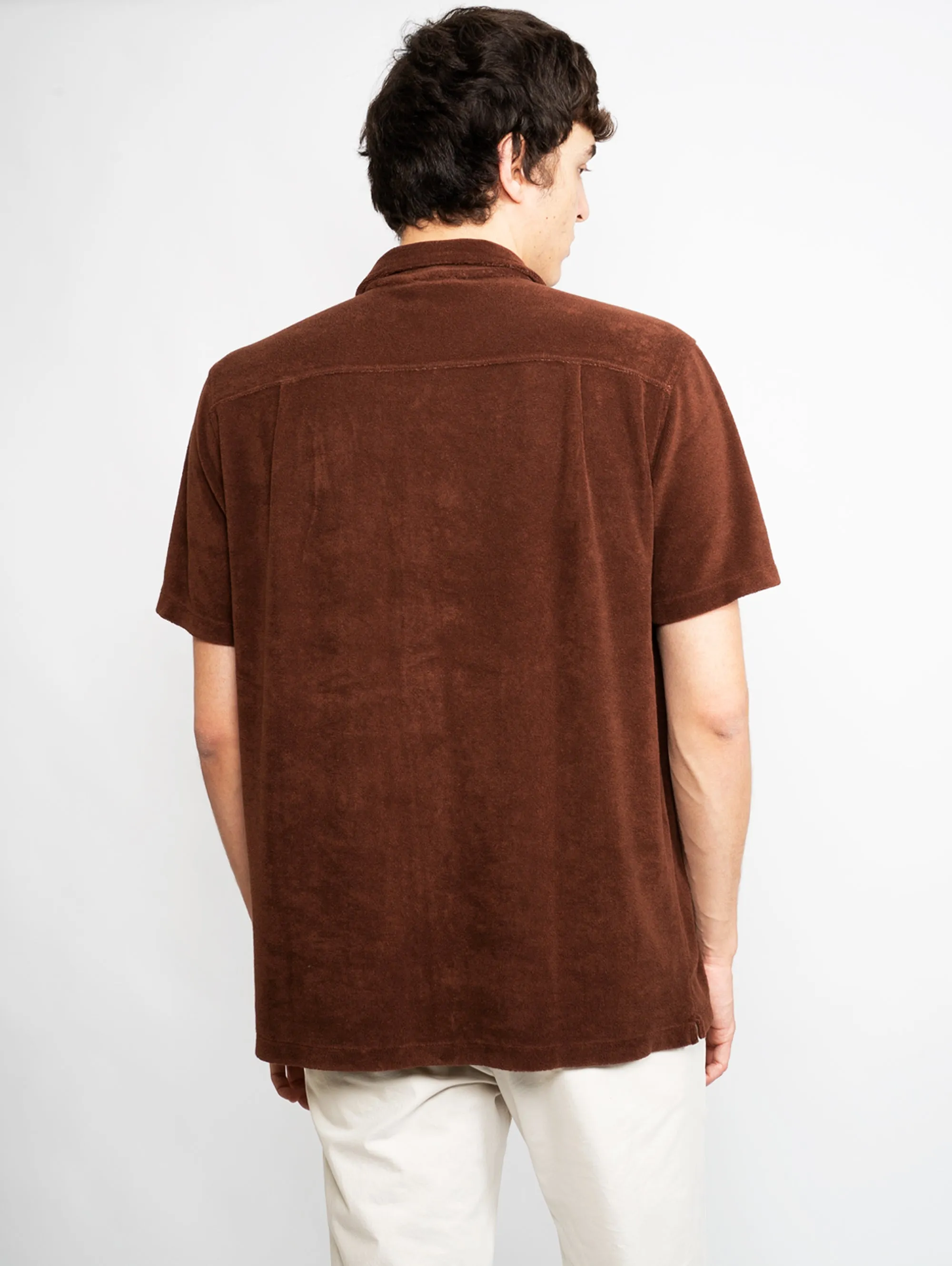 Camicia Maniche Corte in Spugna Marrone