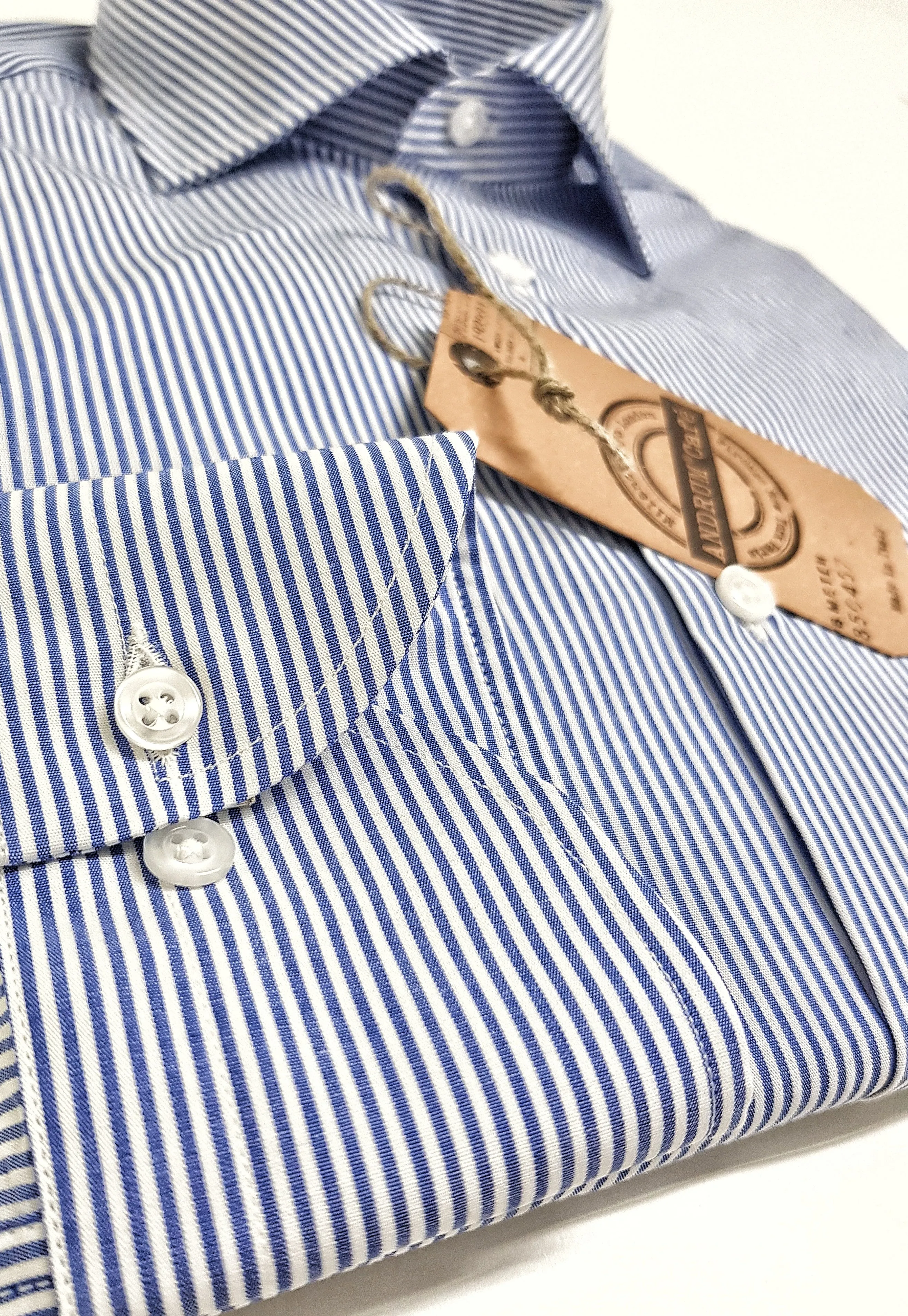 Camicia uomo basic a righe azzurra 100% cotone made in italy