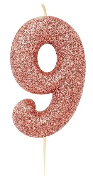 Candeinla numero 9 rosa brillantinato