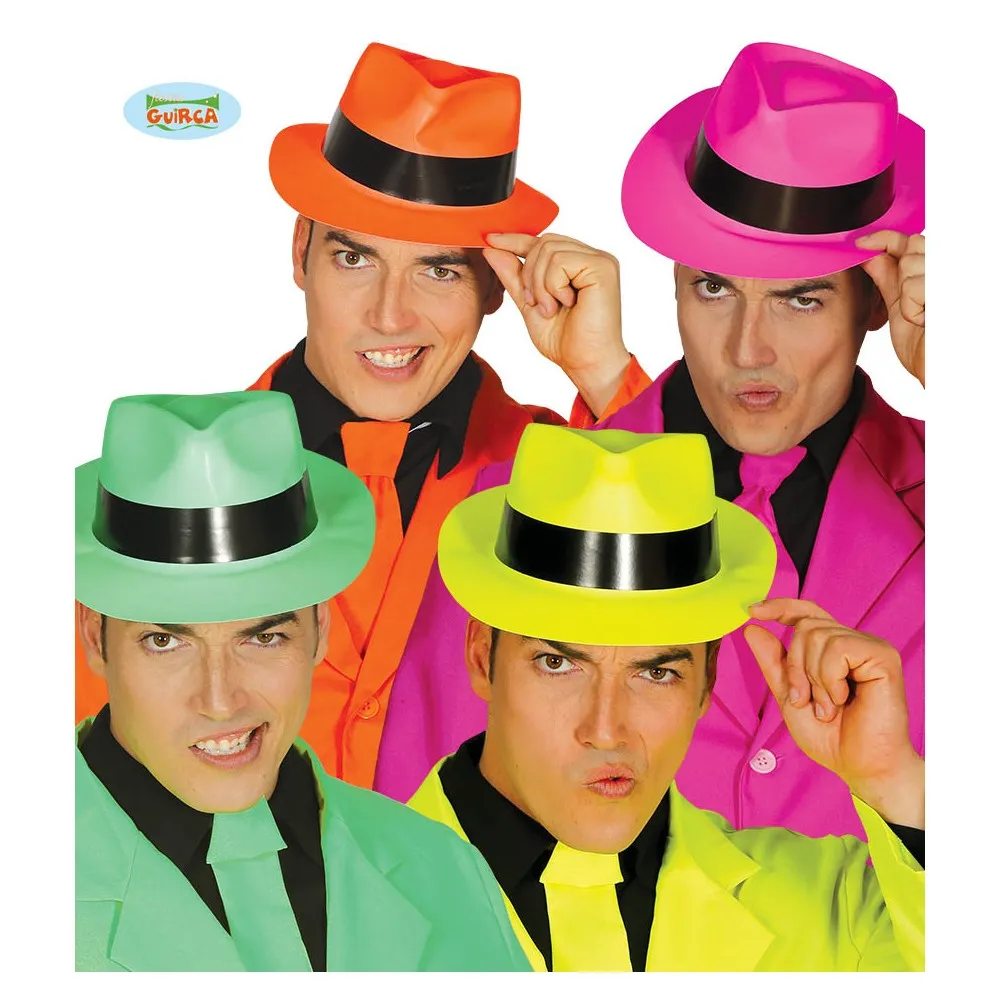 Cappelli multicolore da Gangster per adulto per Carnevale 12pz