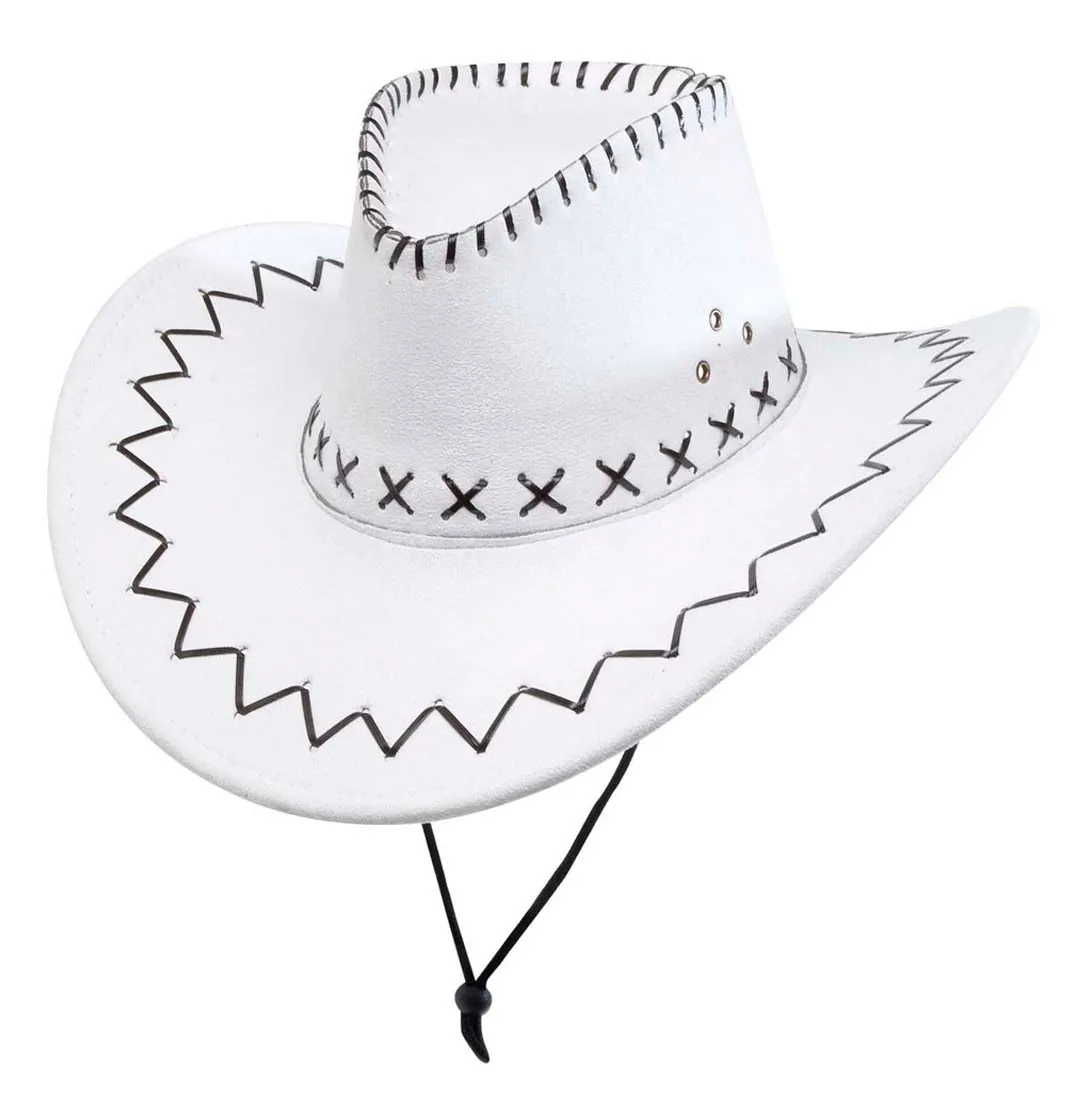 Cappello da cowboy bianco con cuciture