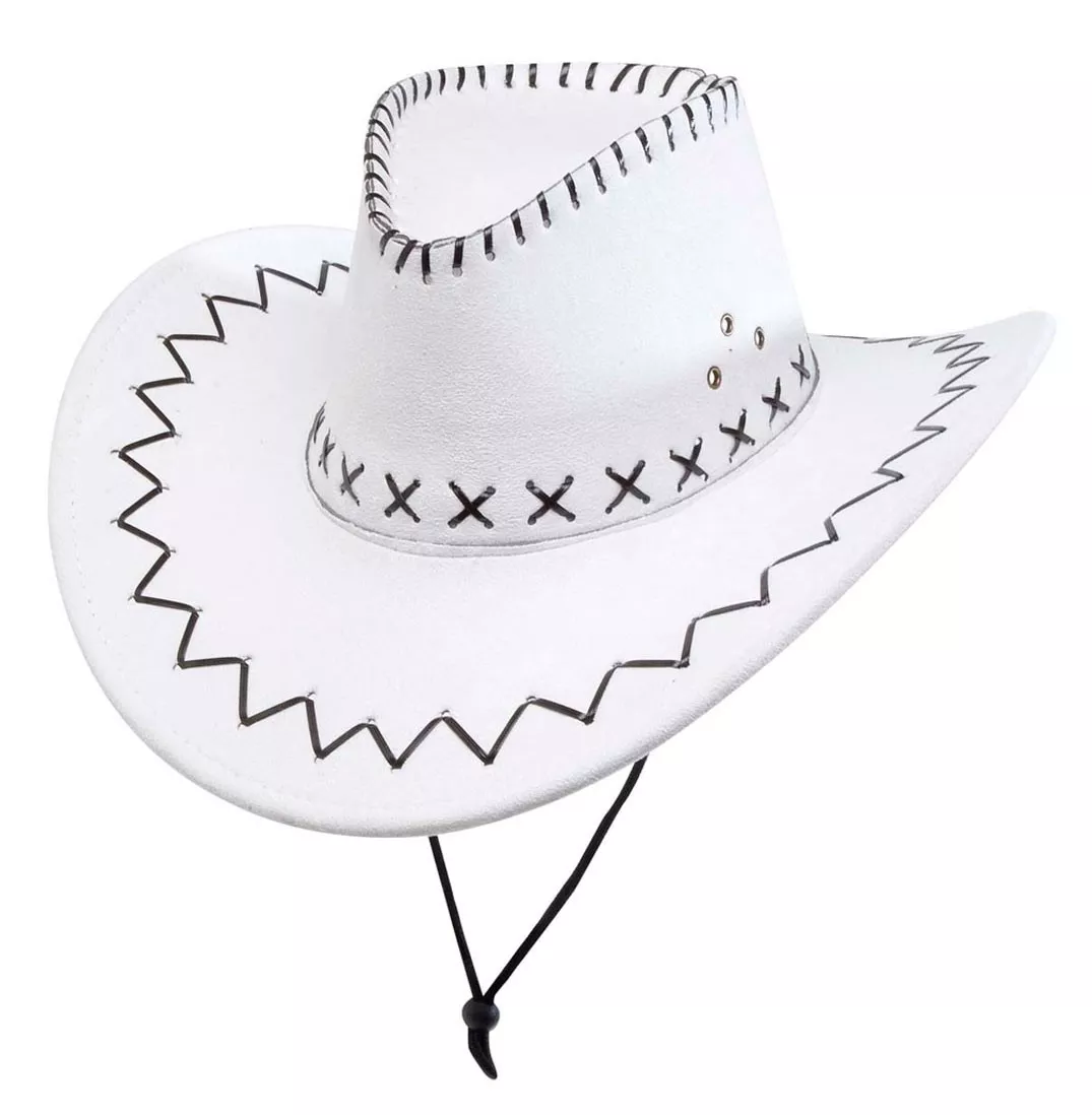 Cappello da cowboy bianco con cuciture