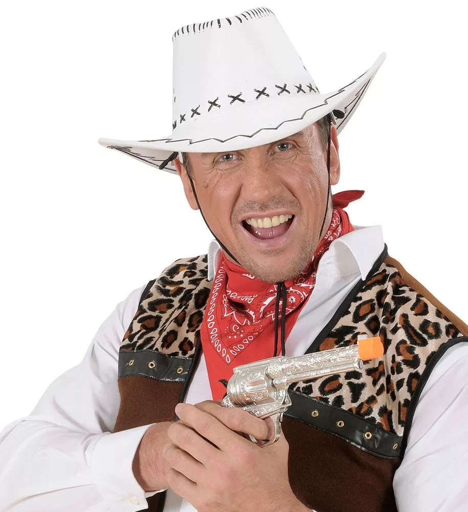 Cappello da cowboy bianco con cuciture