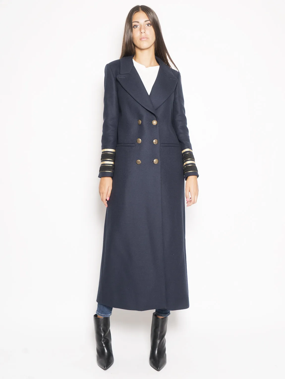 Cappotto Lungo Doppiopetto Blu