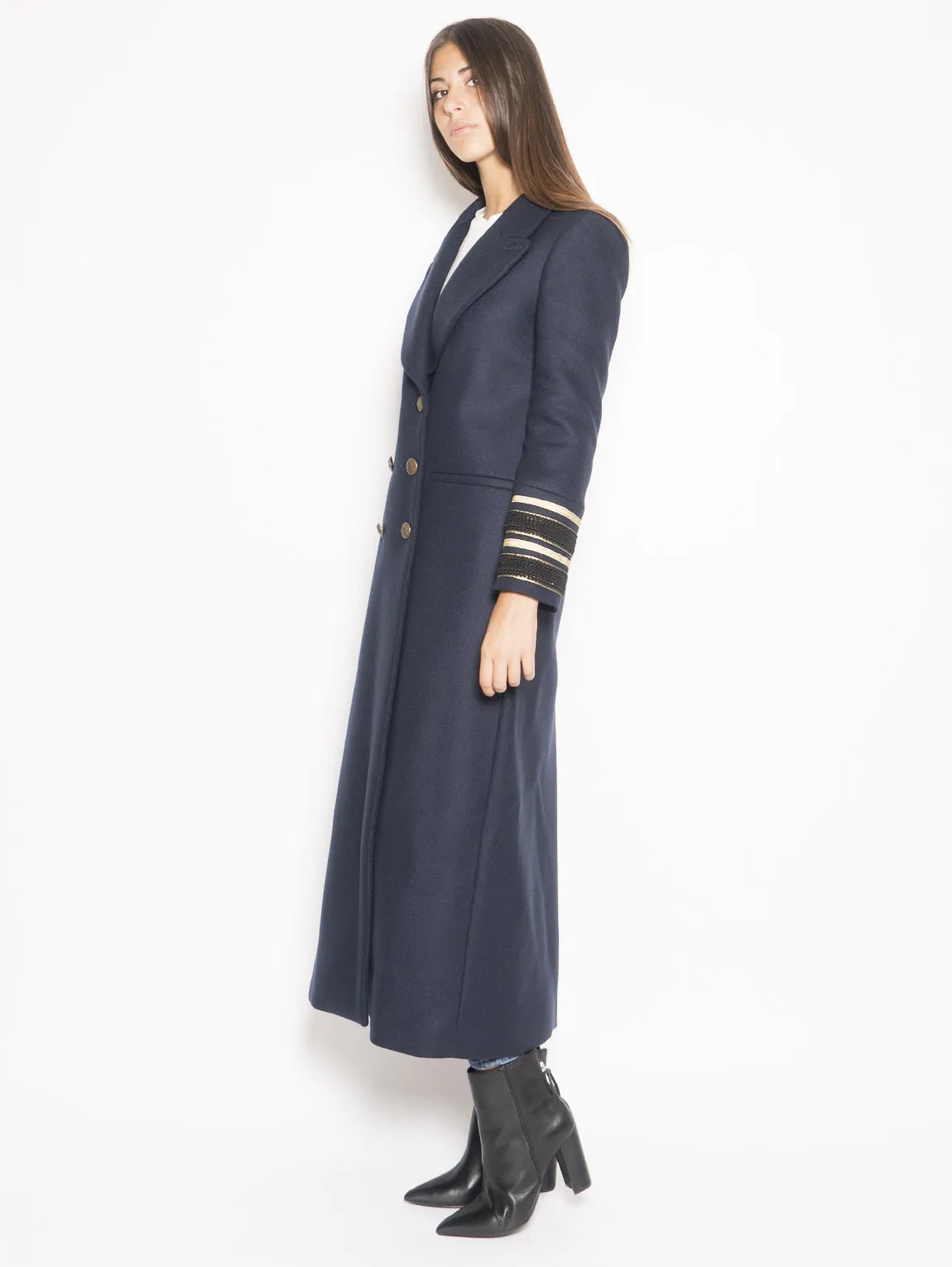 Cappotto Lungo Doppiopetto Blu