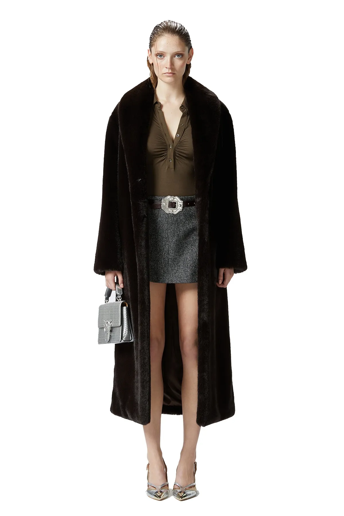 Cappotto Lungo Effetto Pelliccia PINKO donna