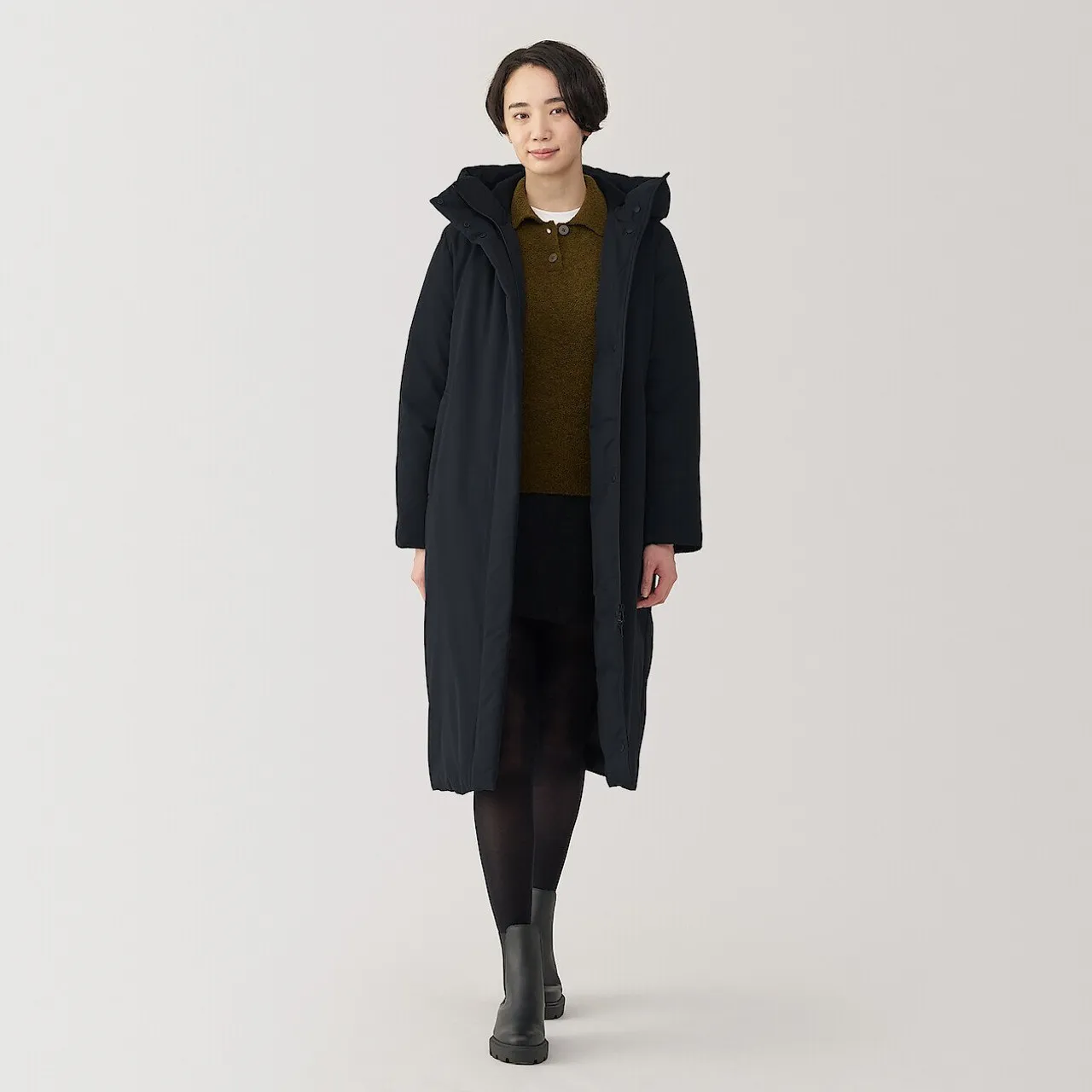 Cappotto lungo in piuma d'oca idrorepellente da donna