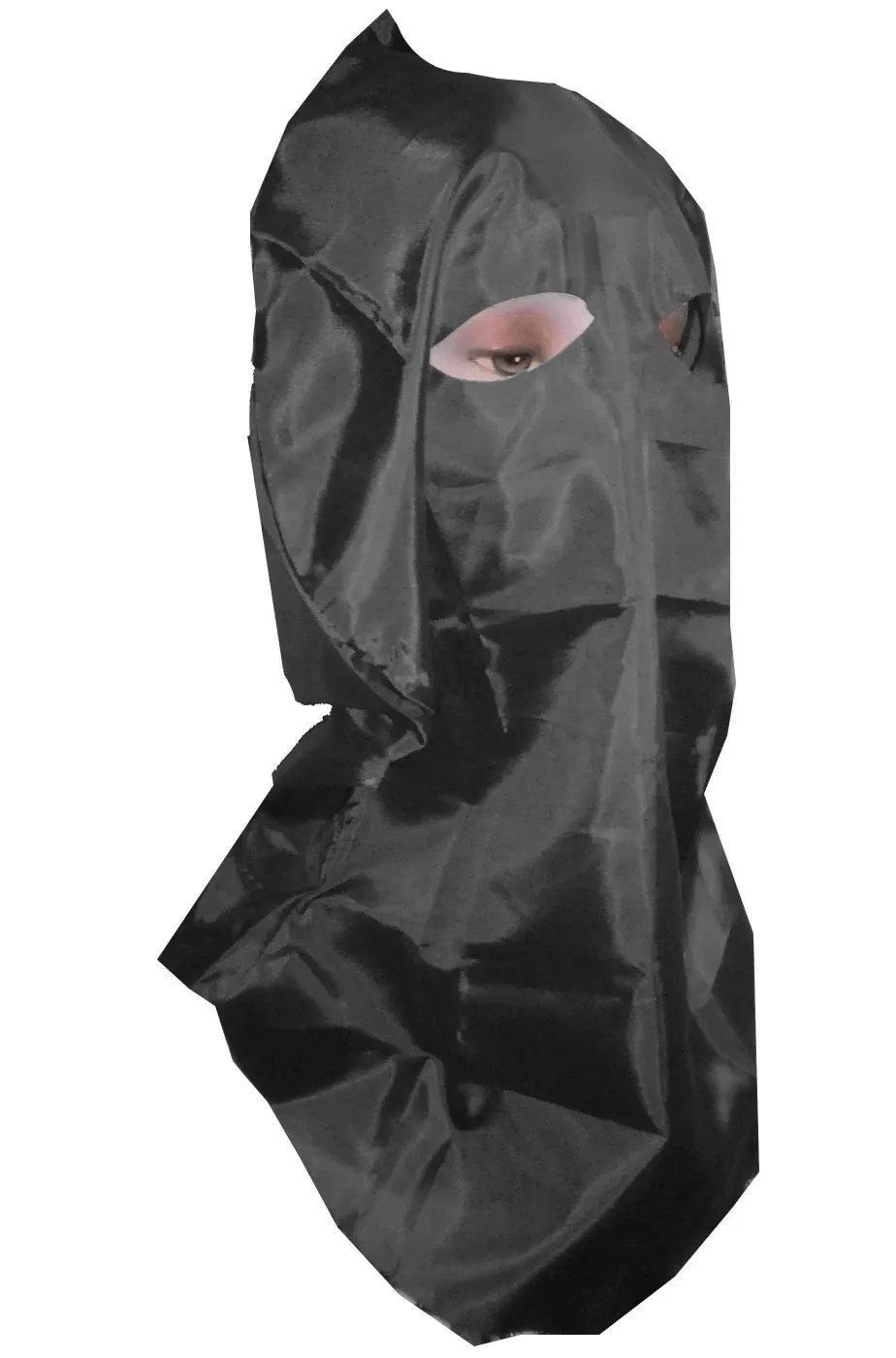 Cappuccio da boia nero in stoffa per cosplay, medievali