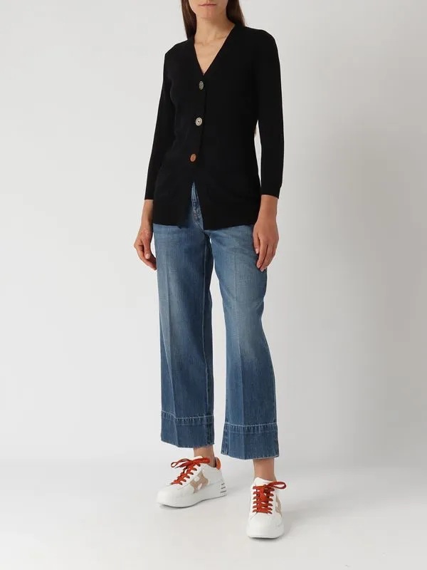 Cardigan donna Maliparmi in seta e cotone Nero