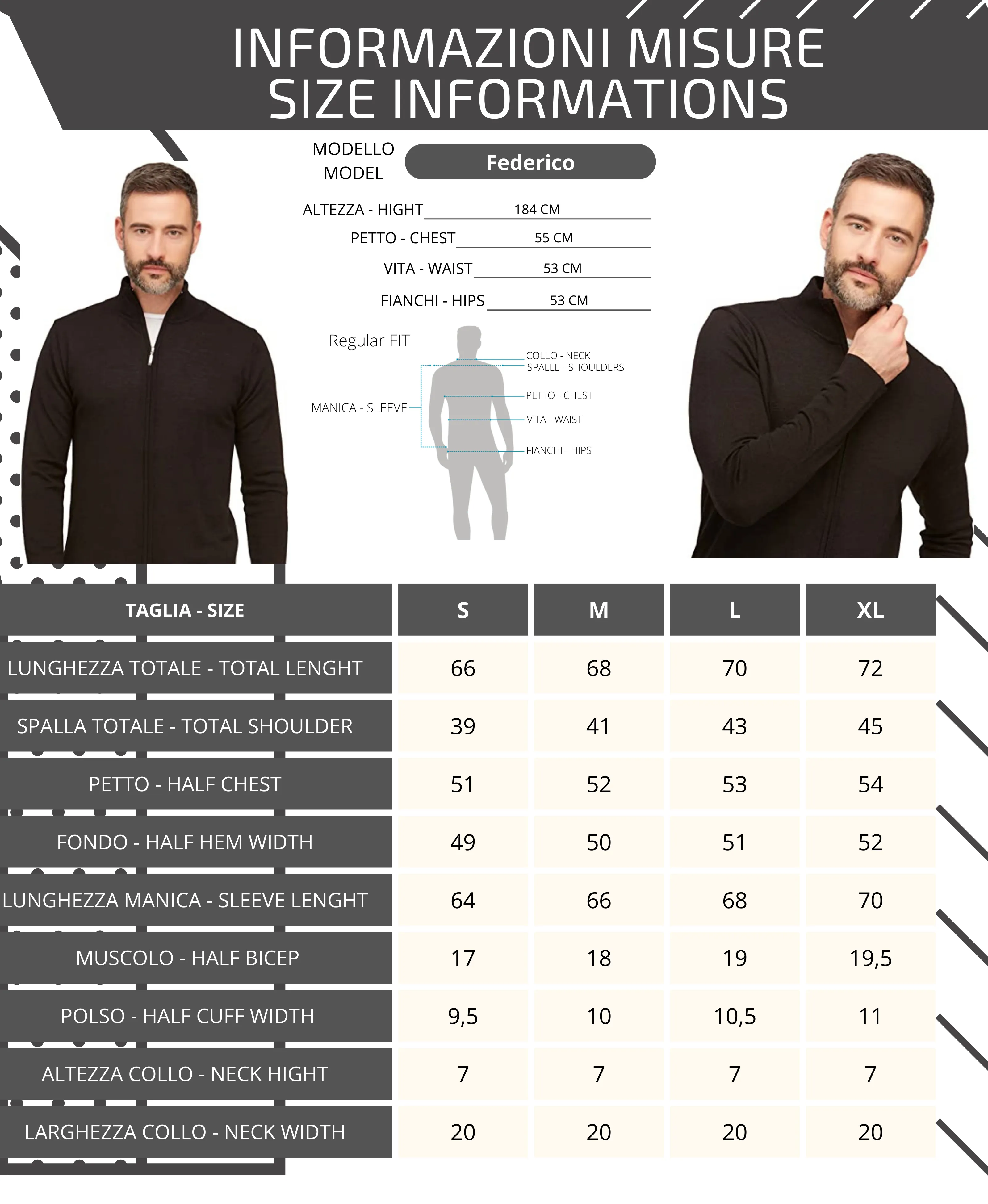 Cardigan in maglia con ZIP lunga Autunno/Inverno da Uomo | Brunella Gori