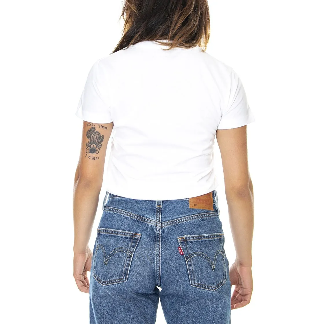 CARHARTT WIP W' S/S Typeface T-Shirt White / Black - Maglietta Girocollo Donna Bianca    