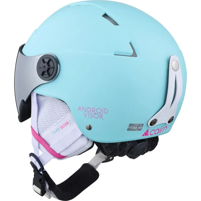 Casco da sci con visiera Cairn Android Visor J (Turchese Rosa Neon) Bambino Cat. 3