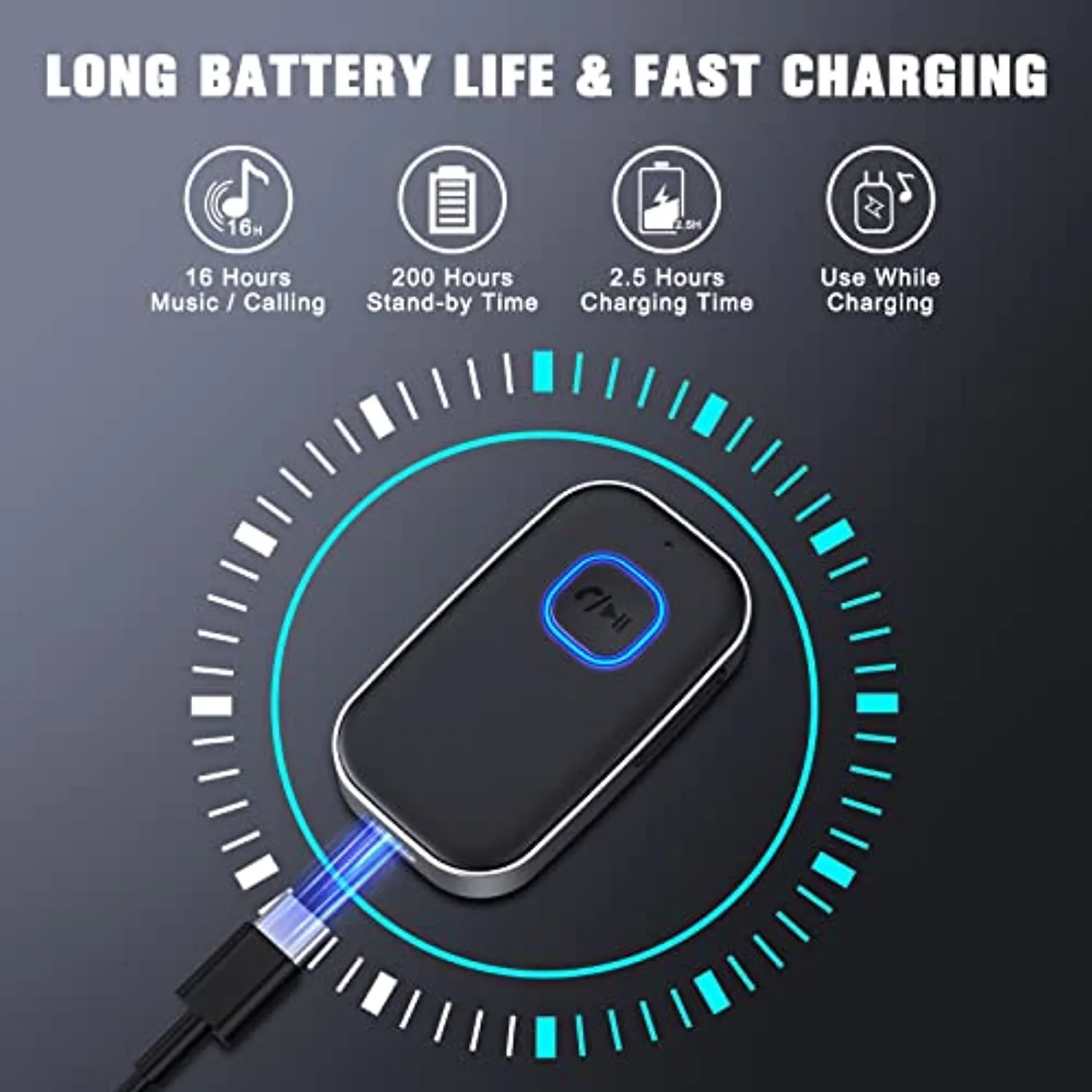 Cocoda Ricevitore Bluetooth 5.0, Cancellazione del Rumore Adattatore Aux Bluetooth, Bluetooth Auto Aux per Stereo Casa, Cuffie C