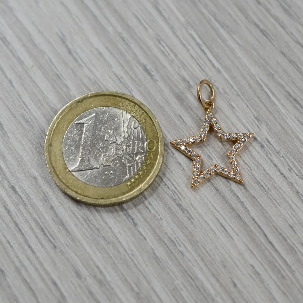 Collana ciondolo stella in oro Rosa e argento con zirconi
