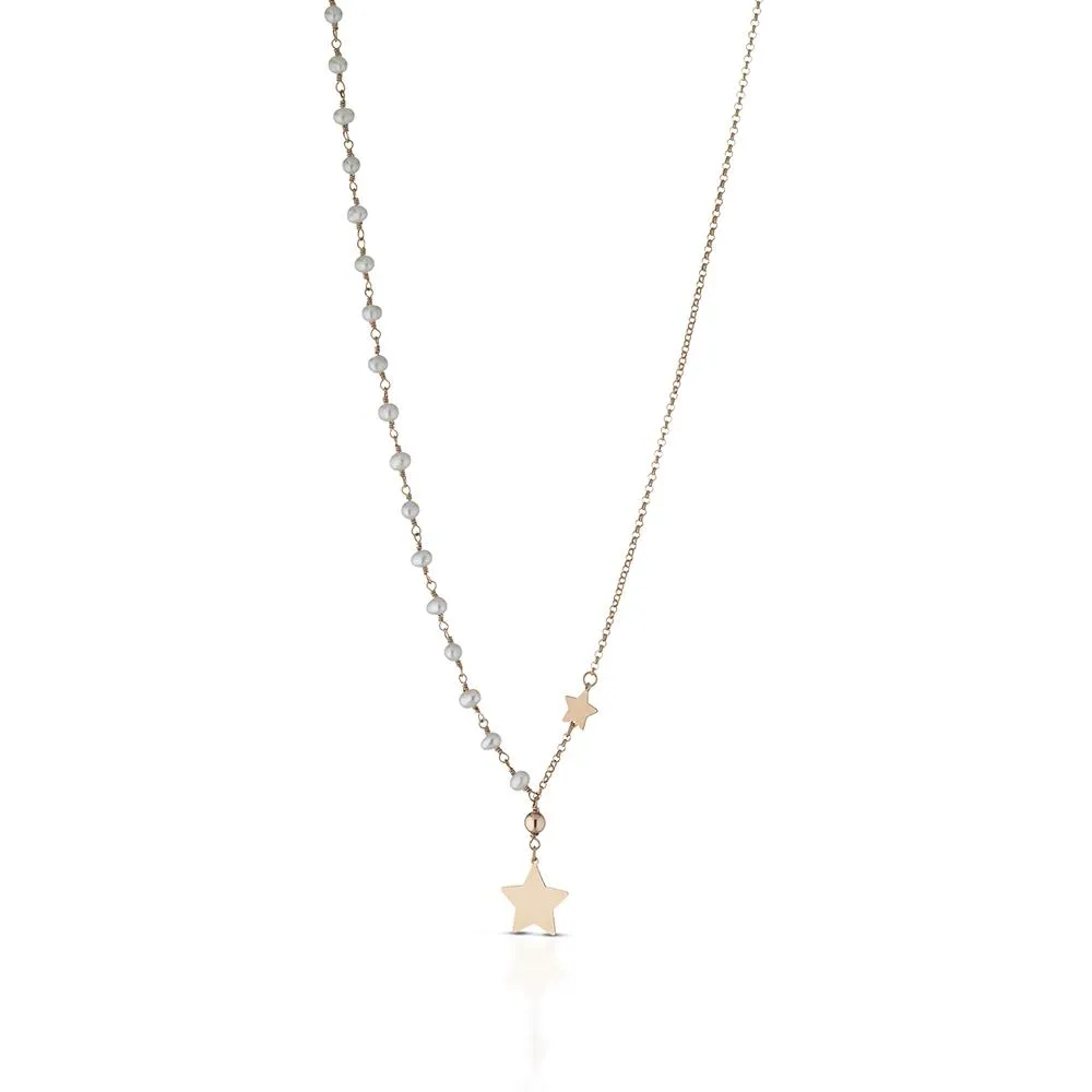 Collana girocollo argento rosa perle ciondolo stella 40cm