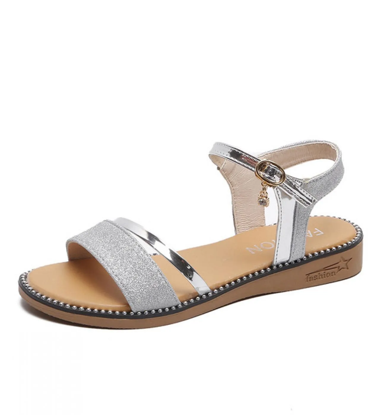 Comemore 2022 Summer New Gold Flat Shoes For Women Womens Casual Wedge Lowheeled Sandals For Girls Small Heel Shoe Espa
