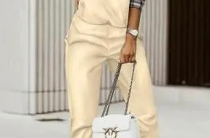 Completo tuta in cotone con stampa Ferisa, beige