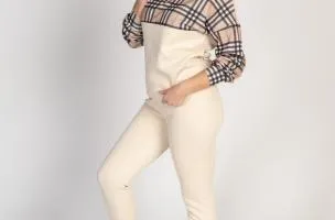 Completo tuta in cotone con stampa Ferisa, beige