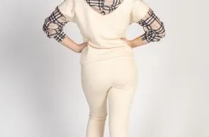 Completo tuta in cotone con stampa Ferisa, beige