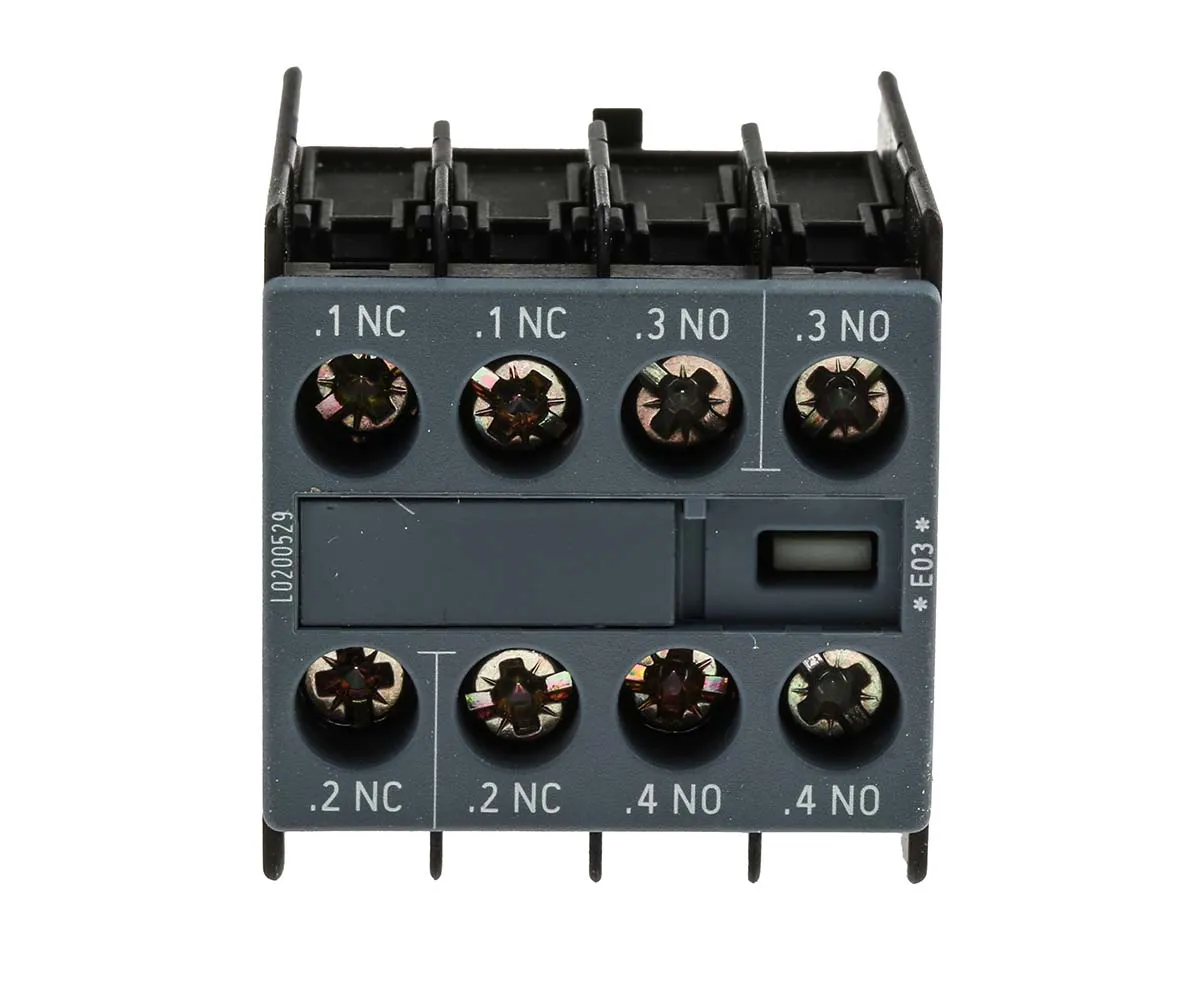 Contatto ausiliario Siemens, 4 contatti, 2NC + 2NO, montaggio a innesto, serie 3RH2