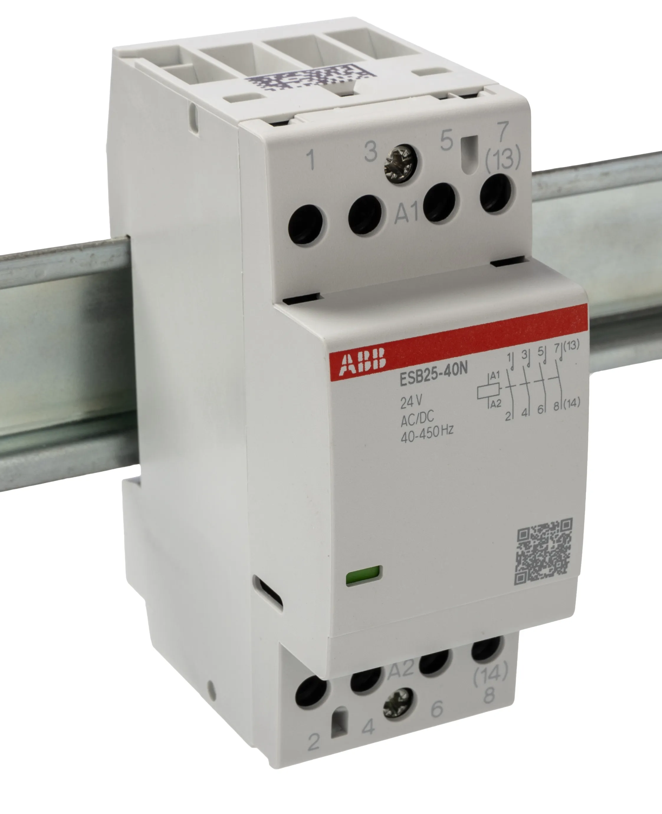 Contattore ABB, serie ESB, 4 poli, 4 NA, 25 A, 17,3 kW, bobina 24 V