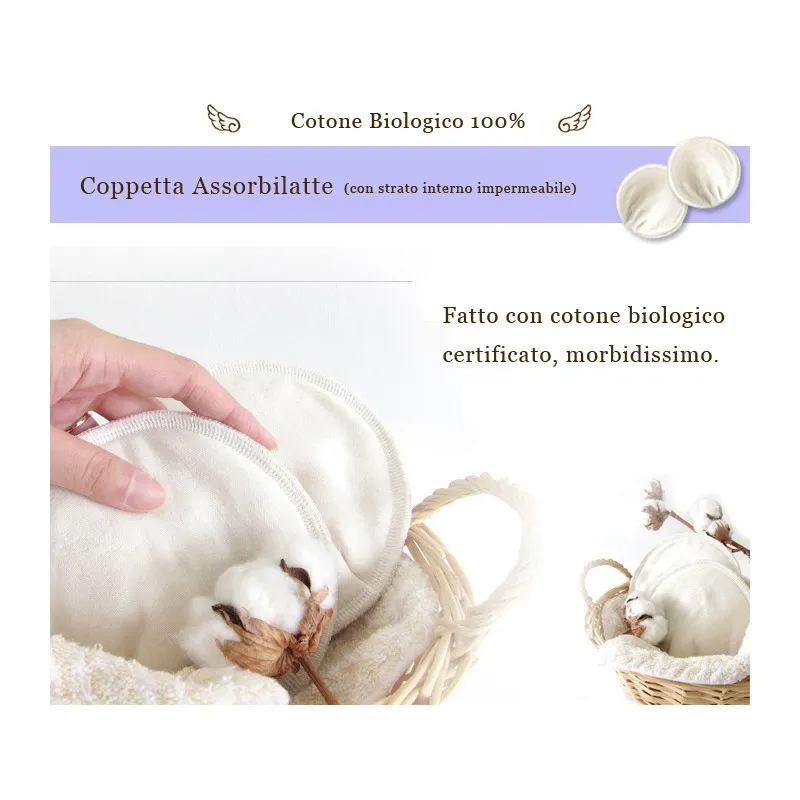 Coppette Assorbilatte In Cotone Biologico Con Strato Interno Impermeabile