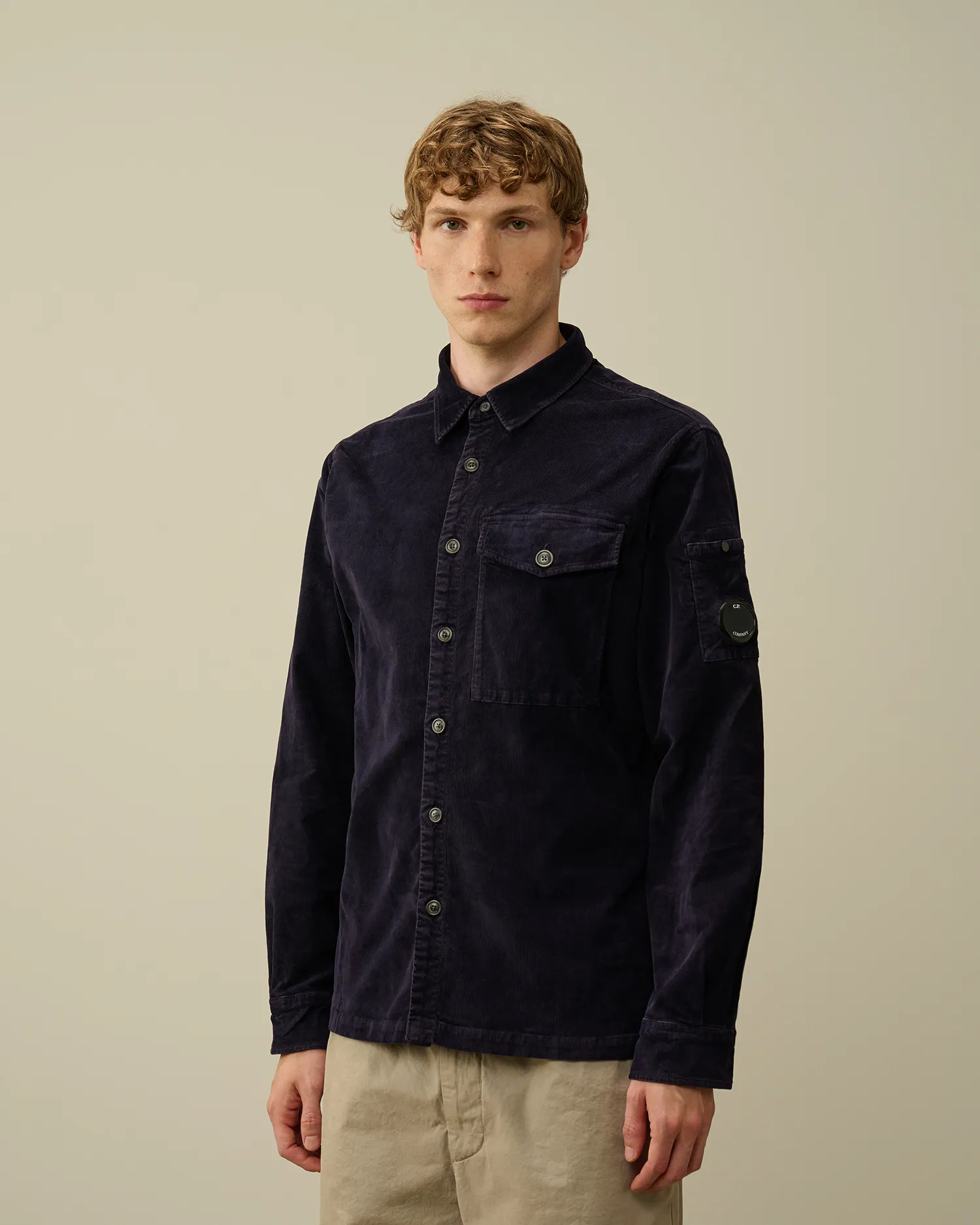 Corduroy Lens Buttoned Shirt