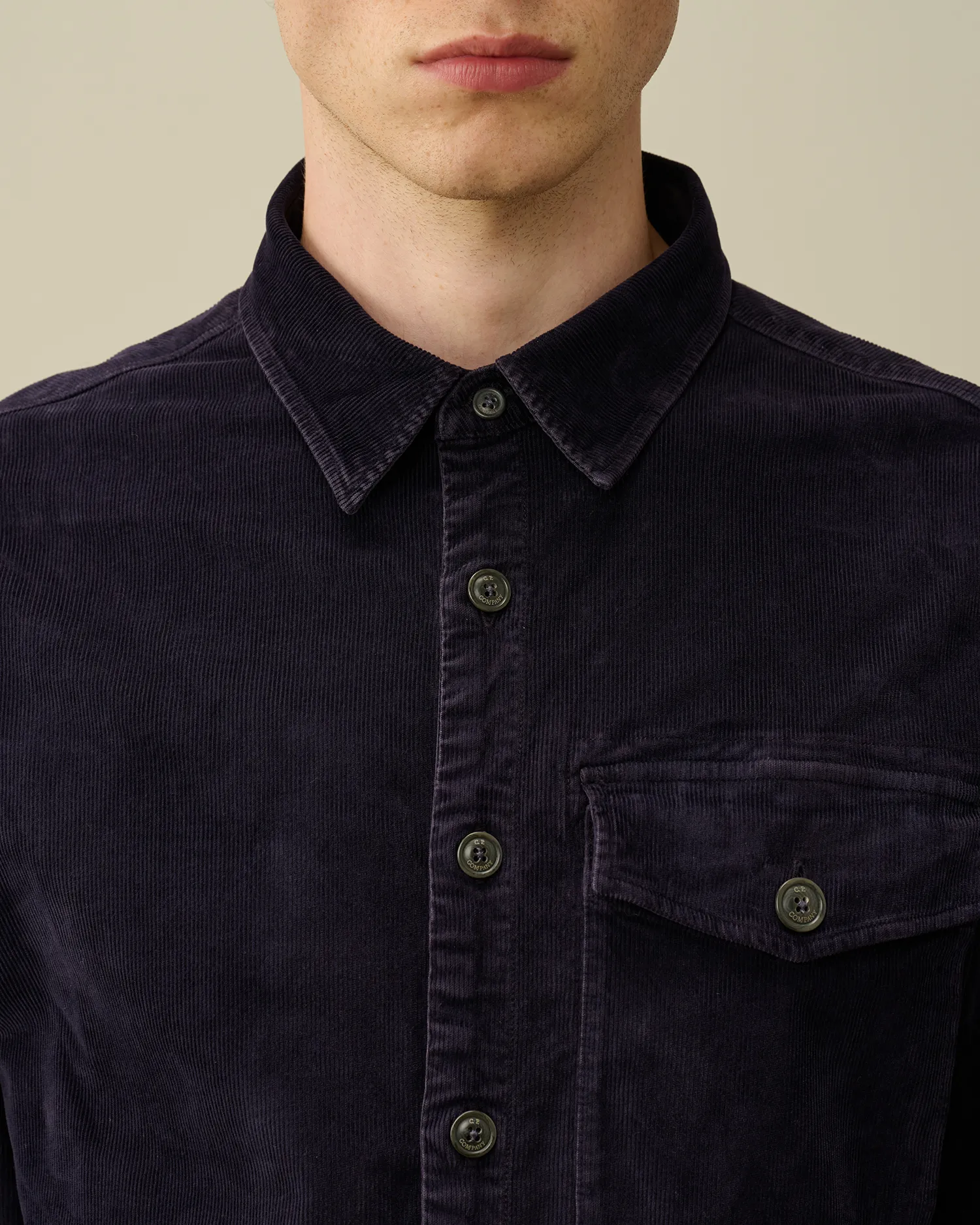 Corduroy Lens Buttoned Shirt