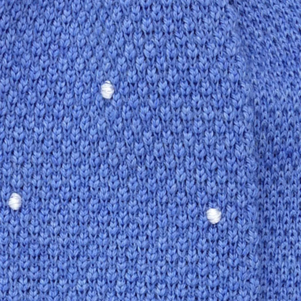Cravatta a maglia di lana CIFERO pois Celeste  Bianco 