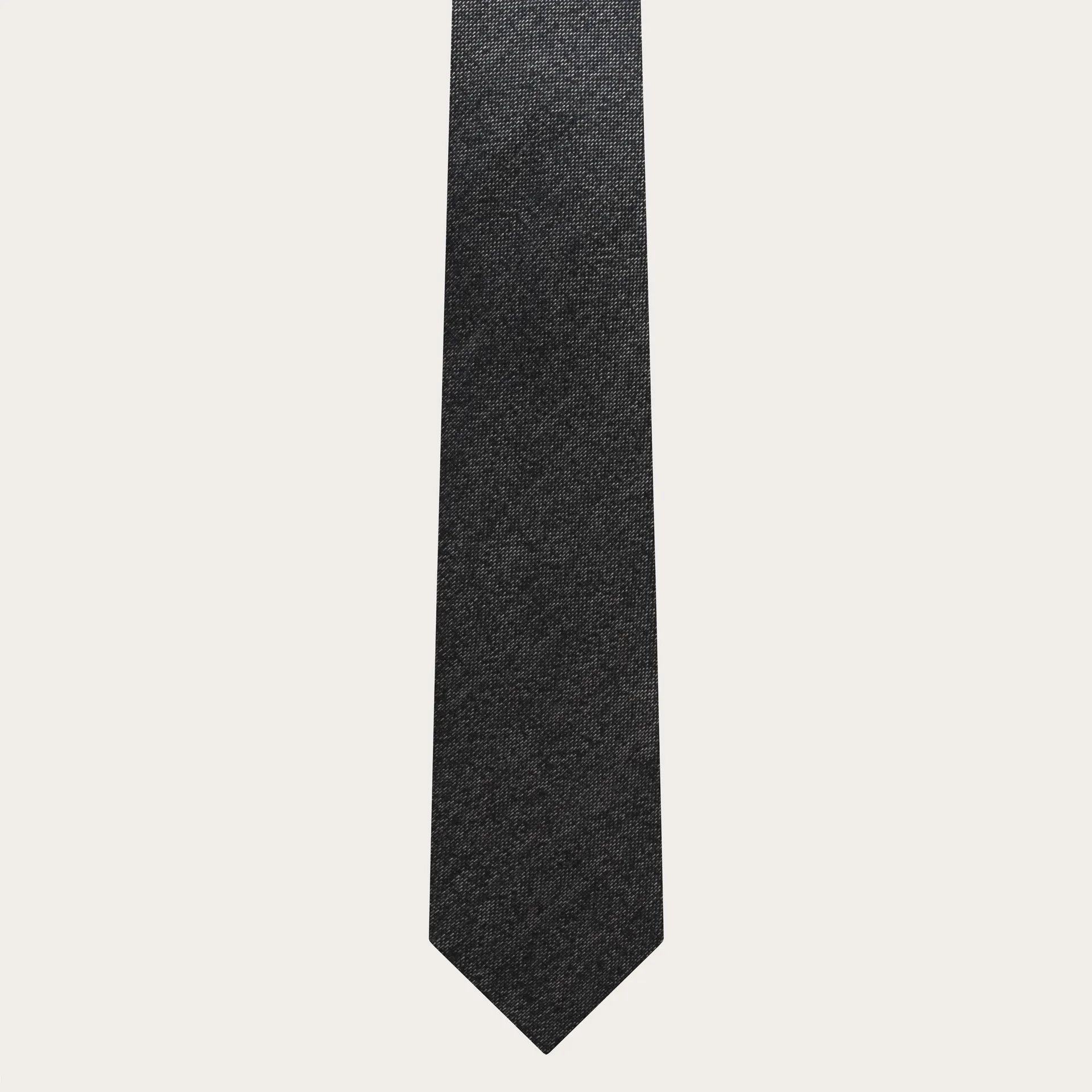 Cravatta uomo sottile in seta jacquard melange grigio scuro