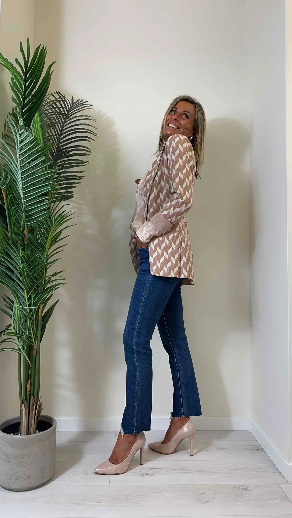 DAFNE - 6139P28 - GIACCA JERSEY DI COTONE FANTASIA ROMBI CON LUREX