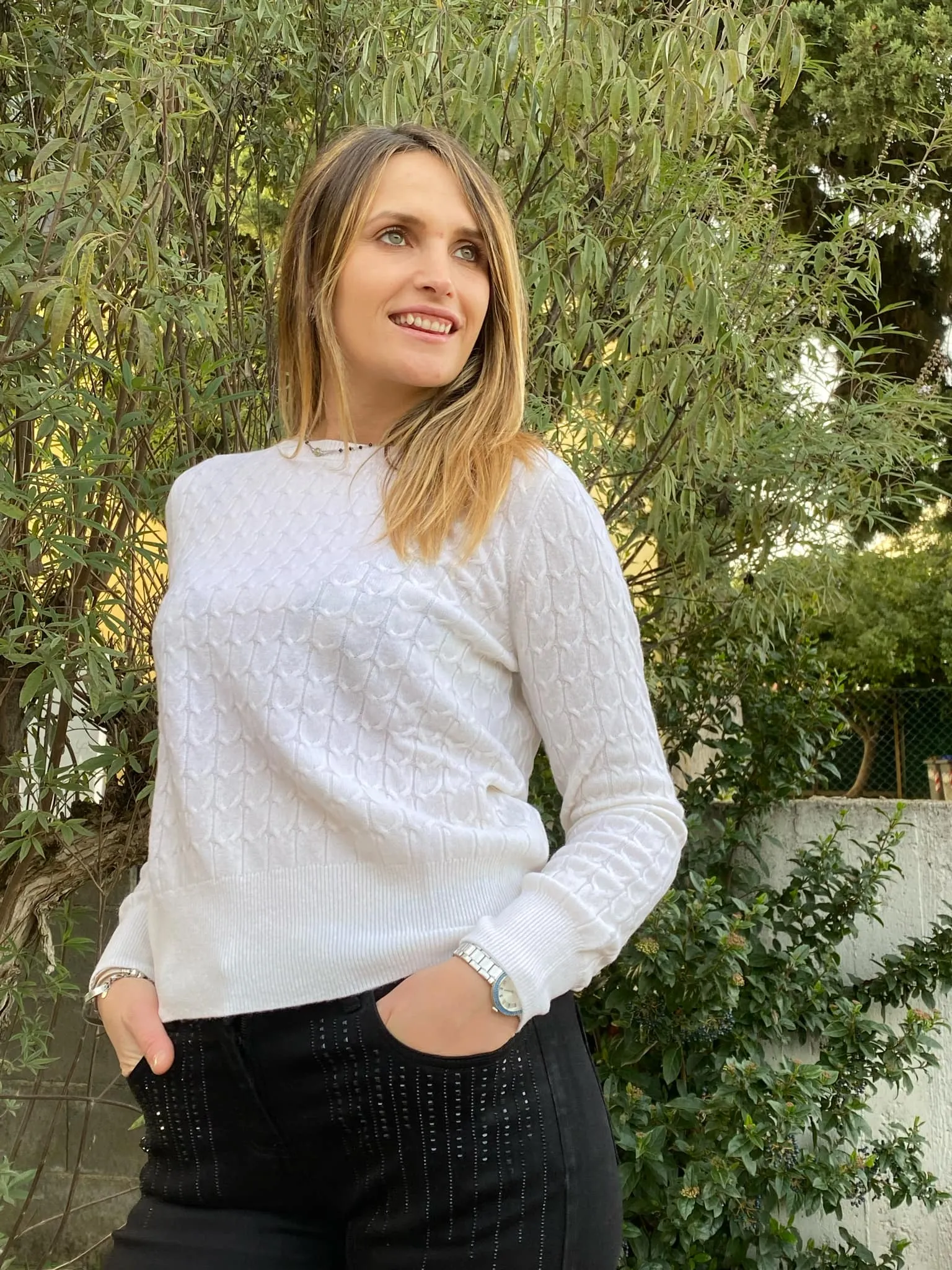 DIANA GALLESI maglia donna girocollo a trecce in lana M638J004327N
