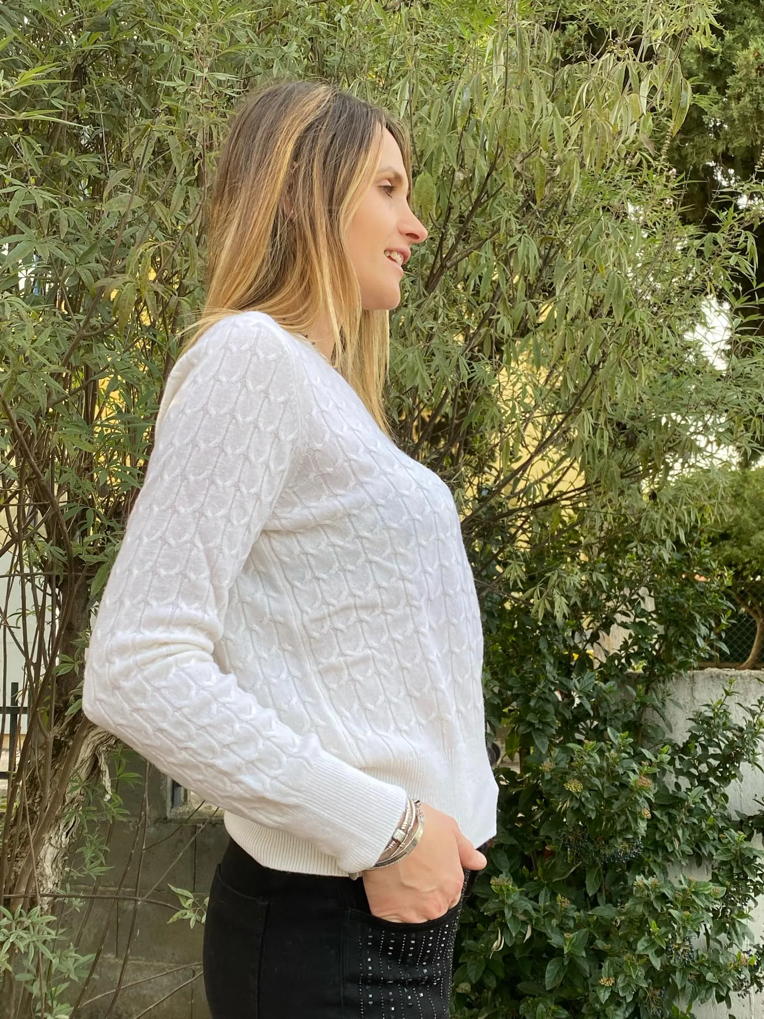 DIANA GALLESI maglia donna girocollo a trecce in lana M638J004327N