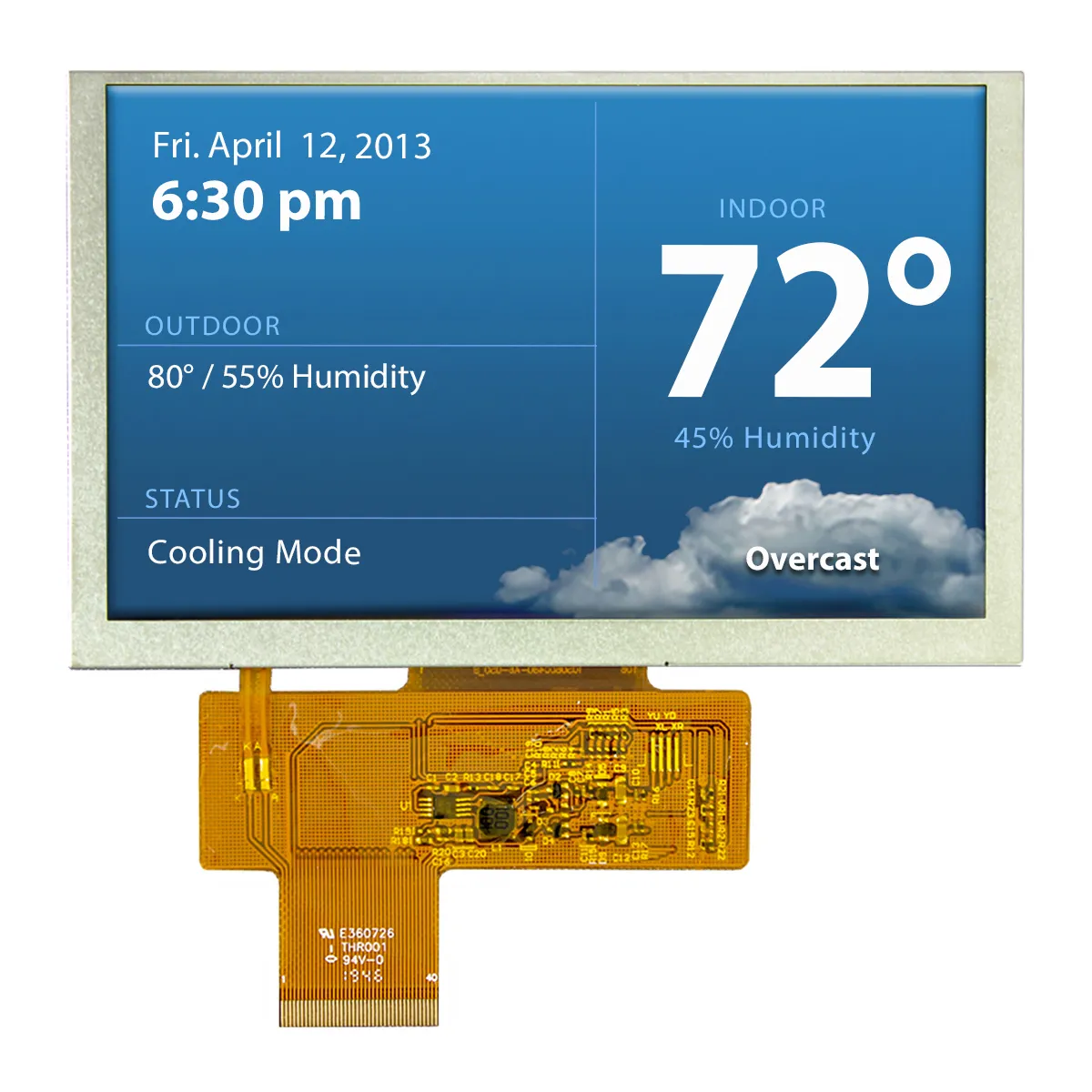 Display LCD TFT NEWHAVEN DISPLAY INTERNATIONAL, 5poll, interfaccia RGB, 800 x 480pixels