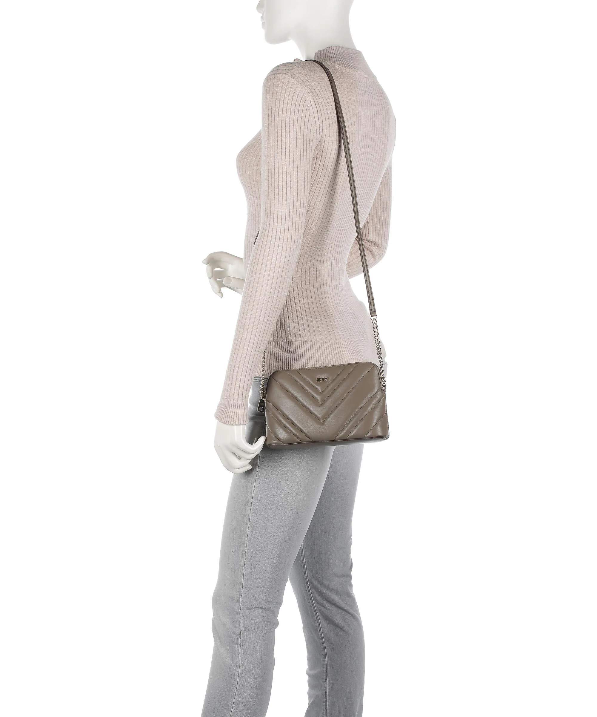  DKNY Madison Borsa a tracolla cuoio di agnello taupe  