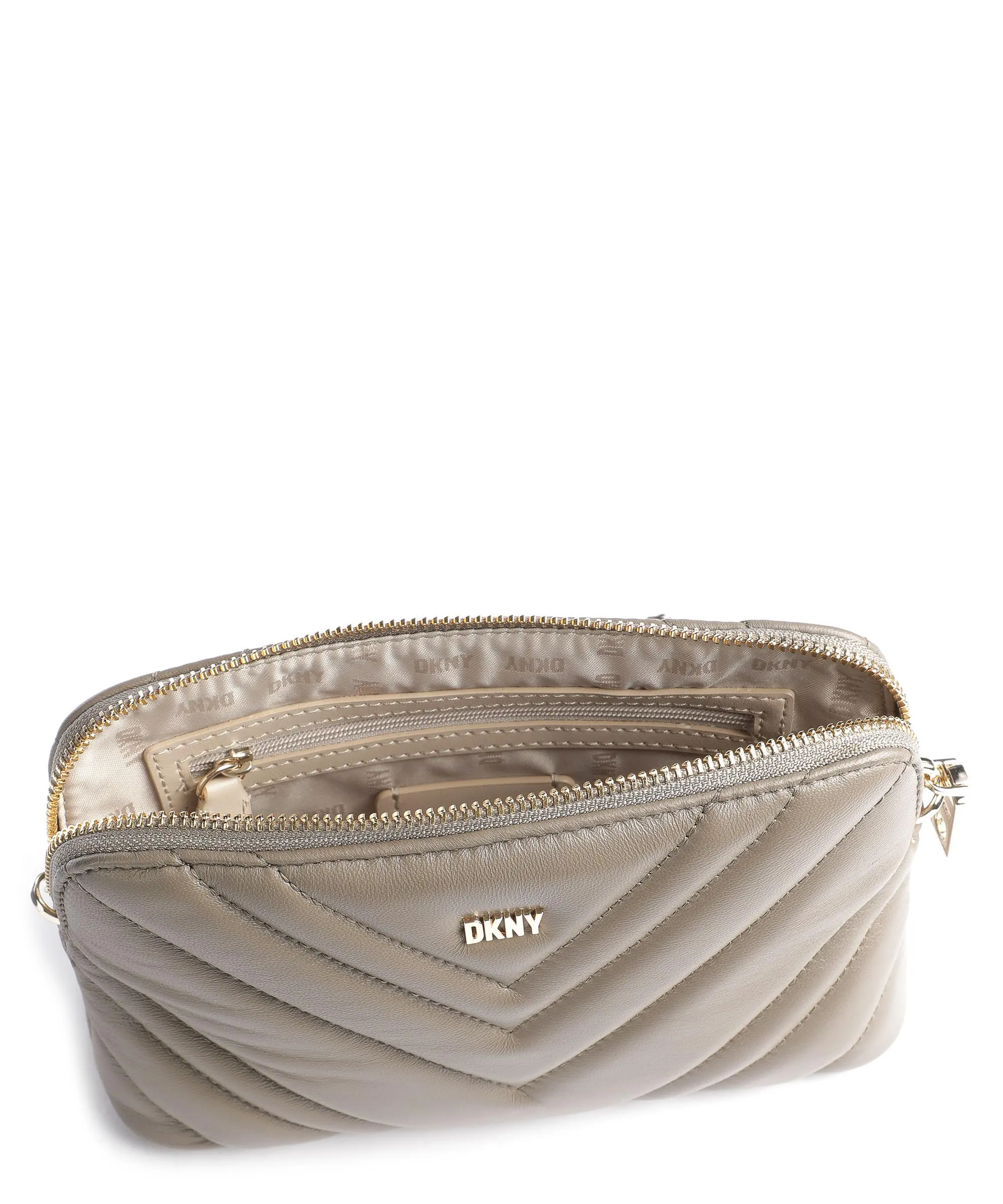  DKNY Madison Borsa a tracolla cuoio di agnello taupe  