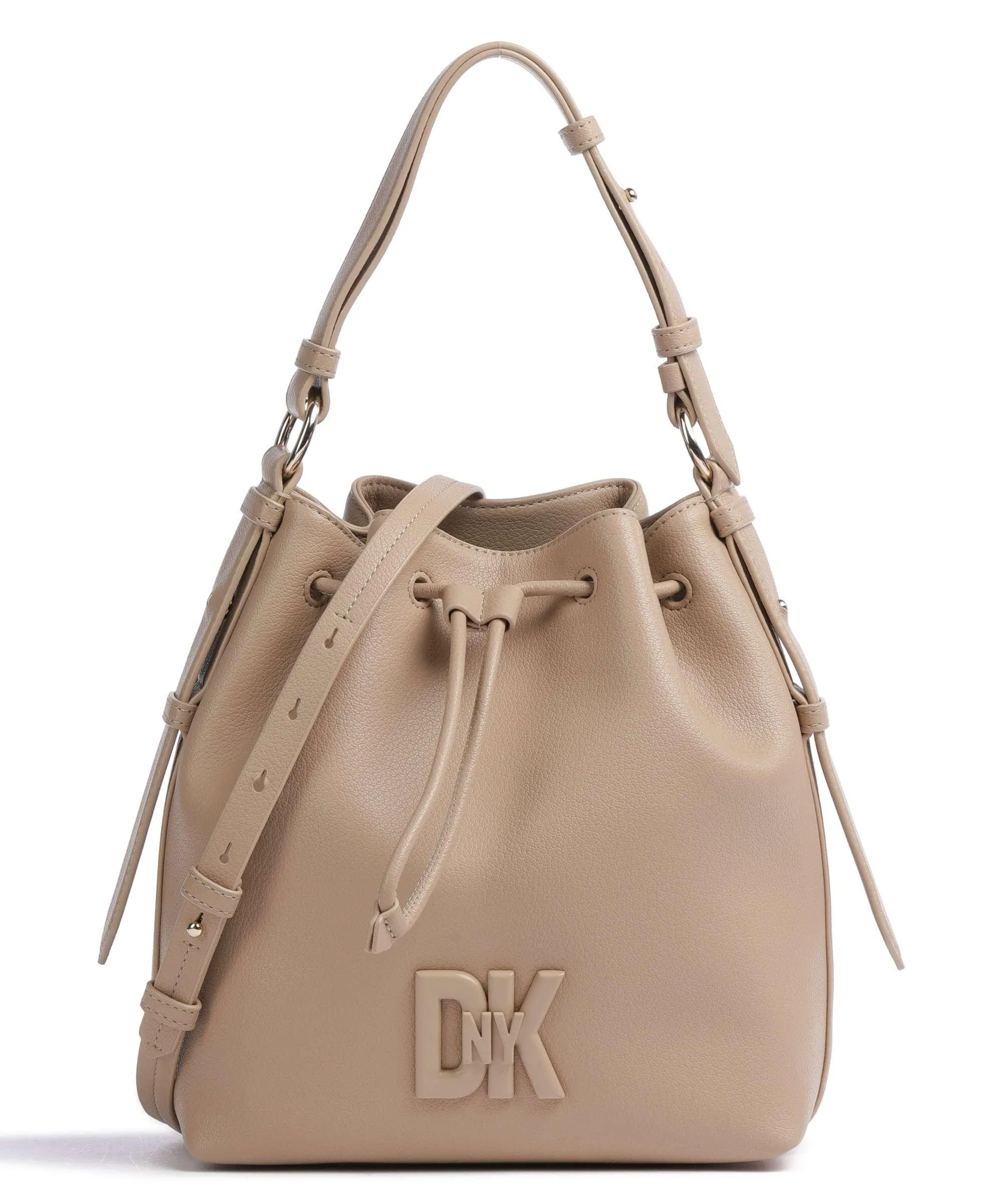  DKNY Milano Seventh Avenue Borsa a secchiello pelle di vacchetta finemente grana beige  