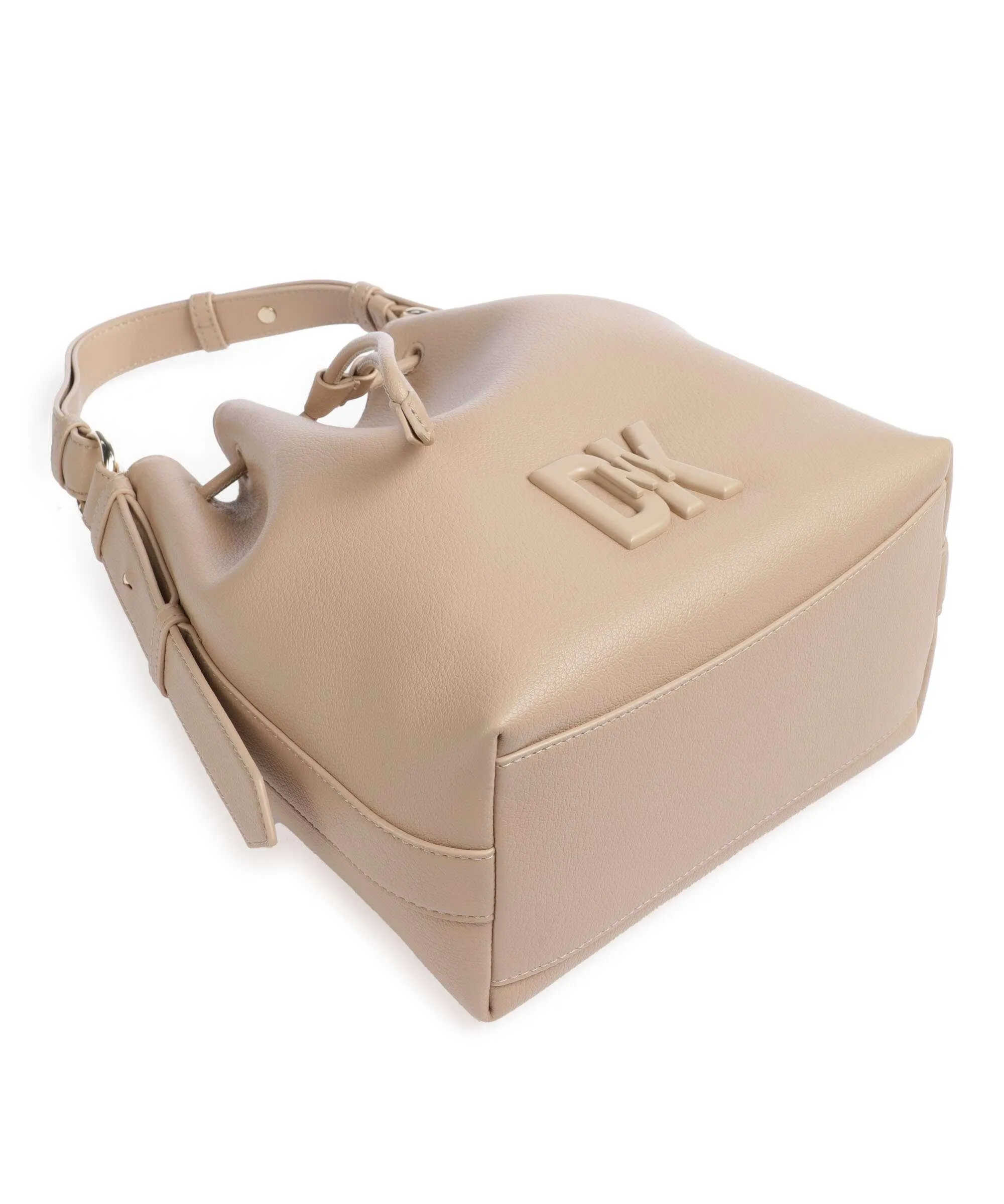  DKNY Milano Seventh Avenue Borsa a secchiello pelle di vacchetta finemente grana beige  