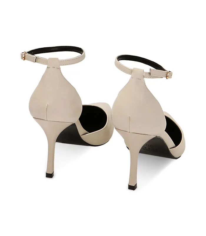 Décolleté cinturino panna, tacco 8,5 cm
