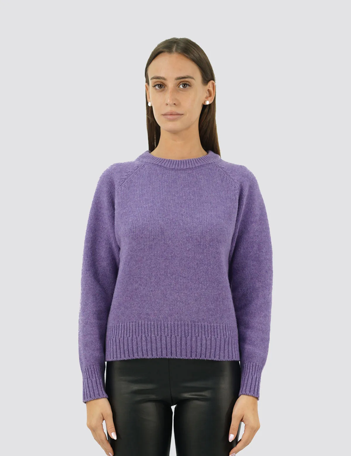 Elegante Maglia Girocollo Raglan - Maglia Donna Invernali - Autunno/Inverno - Misto Lana Reciclata - Fatto in Italia | Brunella 